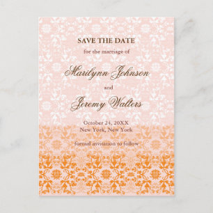 Carte Postale Faire-part Damask Swirls Lace Sorbet Enregistrer La Date Cart