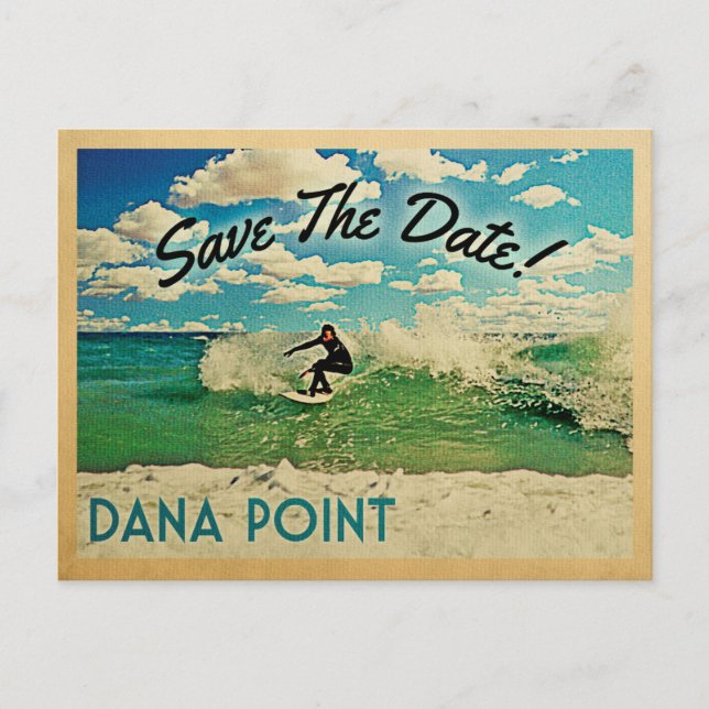 Carte Postale Faire-part Dana Point Enregistrer La Date California Surfing (Devant)
