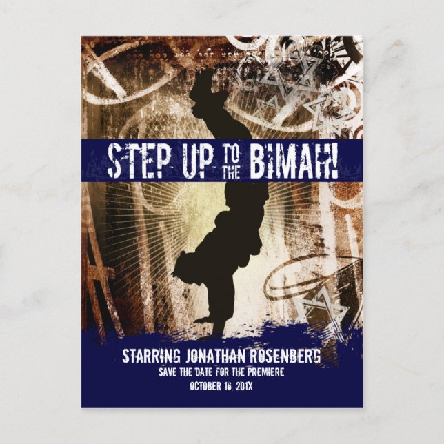 Carte Postale Faire-part Dance Party Bar Mitzvah Enregistrer la date (Devant)