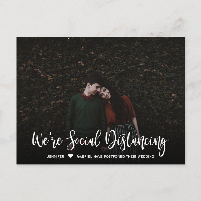 Carte Postale Faire-part Date de mariage reportée Photo simple (Devant)