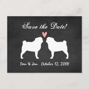 Carte Postale Faire-part Date de sauvegarde du mariage de Pug