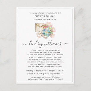 Carte Postale Faire-part de Baby Shower à distance par courrier