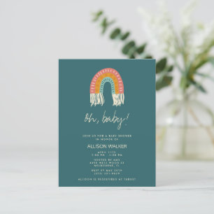 Carte Postale Faire-part de Baby Shower Bohème Arc-en-Ciel Genre