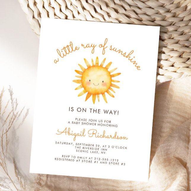 Carte Postale Faire-part de Baby Shower Mignon Petit Rayon de So (Créateur téléchargé)