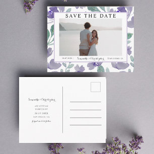 Carte Postale Faire-part de Boho Purple Watercolor Floral