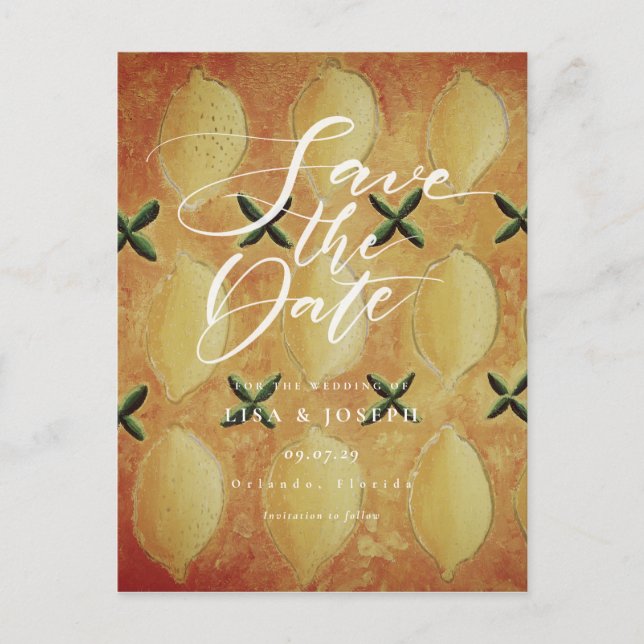 Carte Postale Faire part de date de citron de campagne (Devant)