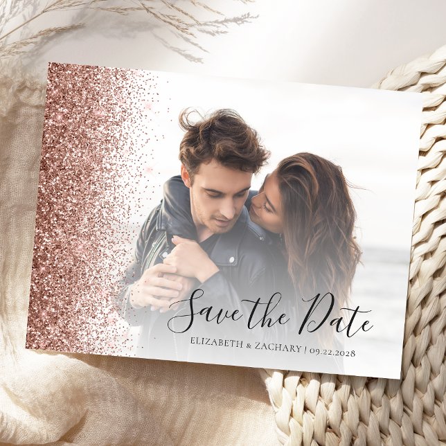 Carte Postale Faire part de date de mariage avec bordure paillet (Créateur téléchargé)