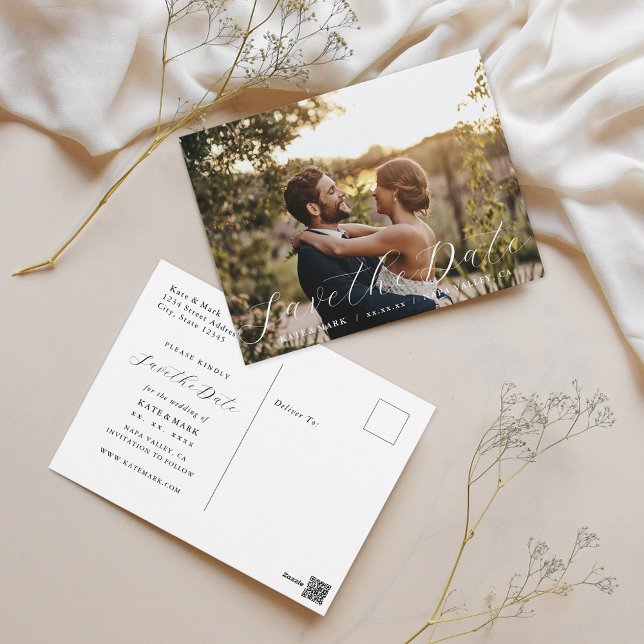 Carte Postale Faire-part de date de mariage calligraphié fantais (Créateur téléchargé)