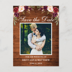 Carte Postale Faire part de date de mariage en bois rustique ave