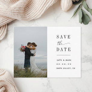 Carte Postale Faire part de date de mariage minimaliste avec pho