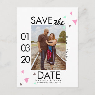 Carte Postale Faire-part de date de sauvegarde de confettis phot