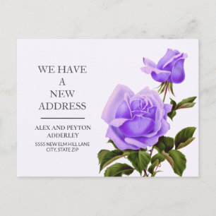 Carte Postale Faire-part de déménagement Fleurs de roses violett