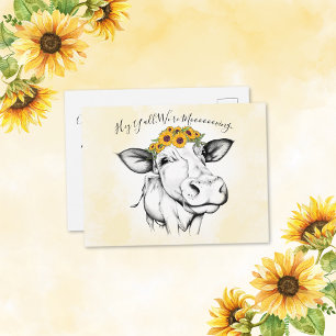 Carte Postale Faire-part de déplacement du tournesol de vache à