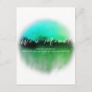 Carte Postale Faire-part de déplacement Emerald Green Script