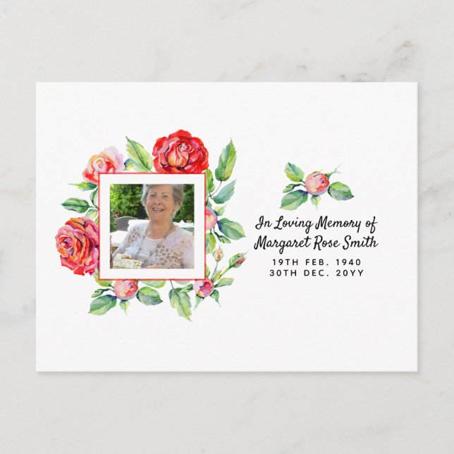 Carte Postale Faire-part de deuil Roses (Devant)