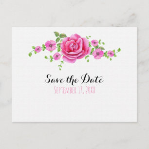 Carte Postale Faire part de fiançailles Shabby Chic Floral Rose