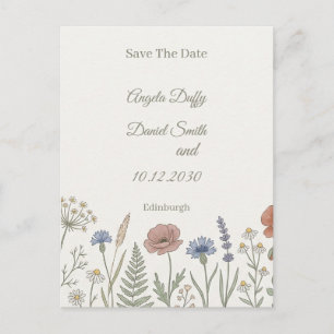 Carte Postale Faire part de fleurs sauvages pastel