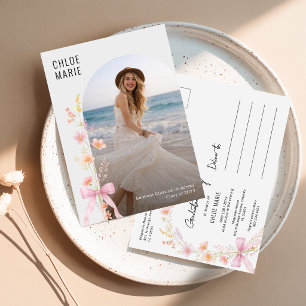 Carte Postale Faire-part de graduation avec photo en forme de bo