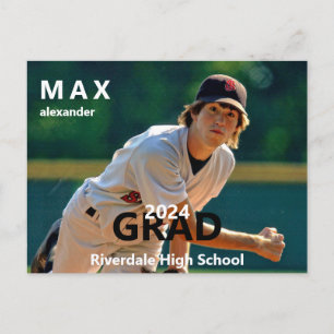 Carte Postale faire-part de graduation de baseball 2024