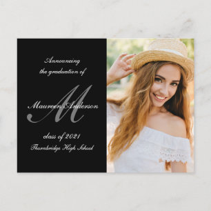 Carte Postale faire-part de graduation de monogramme calligraphi