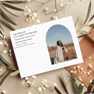 Carte Postale Faire-part de graduation de photo minimal Arc mode