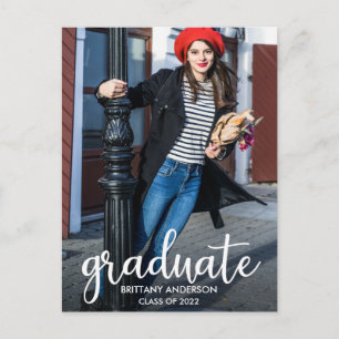 Carte Postale Faire-part de graduation de script moderne