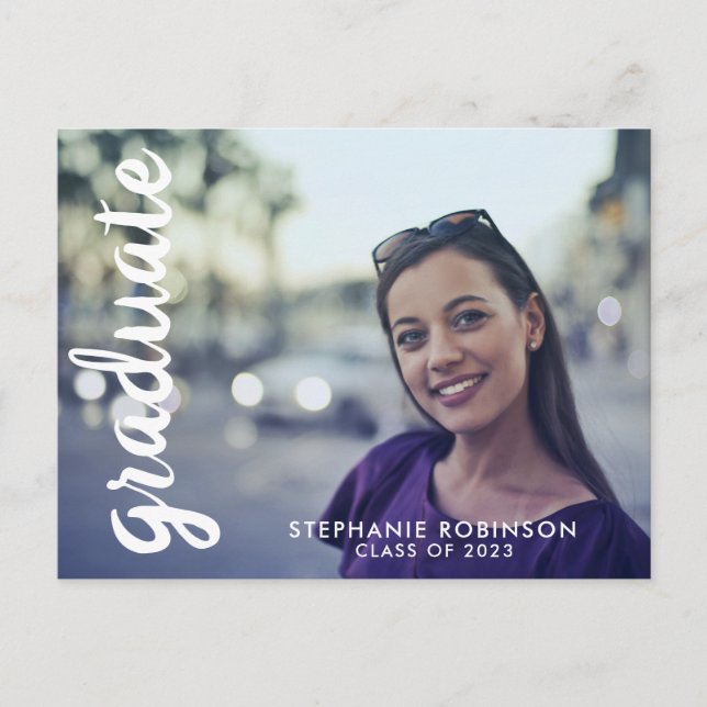 Carte Postale Faire-part de graduation de script photo personnal (Devant)