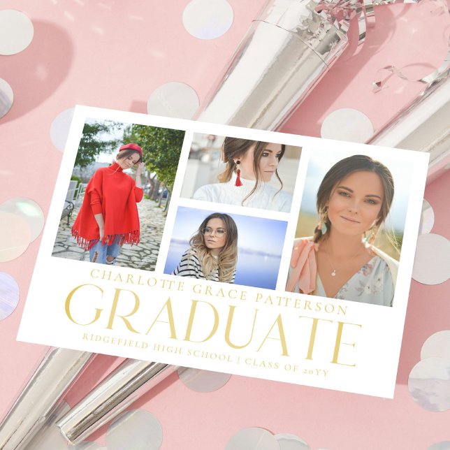 Carte Postale Faire-part de graduation multi-photo de script sim (Créateur téléchargé)