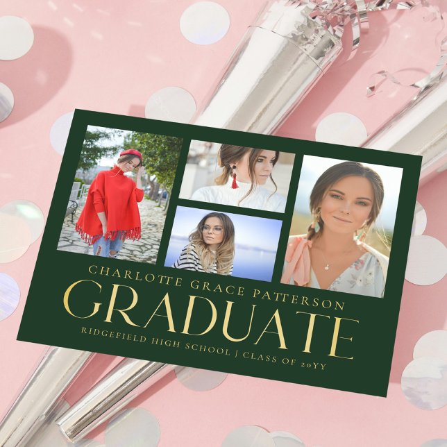 Carte Postale Faire-part de graduation multi-photo de script sim (Créateur téléchargé)