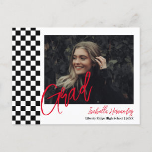 Carte postale Faire-part de graduation noir et bla