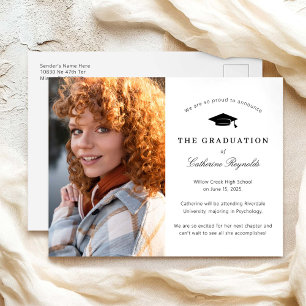 Carte Postale Faire-part de graduation photo moderne
