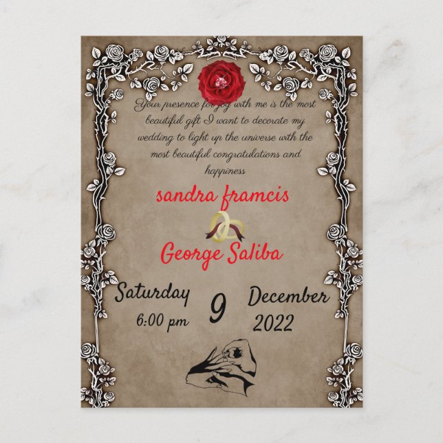 Carte Postale faire-part de mariage (Devant)