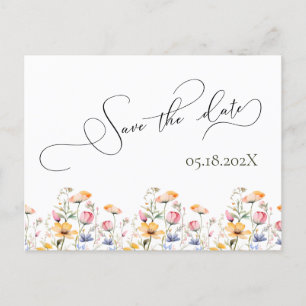 Carte Postale Faire-part de mariage à date à sauver Fleur sauvag