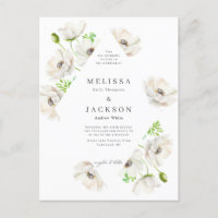 Faire-part de mariage à fleurs d'anémones blanches