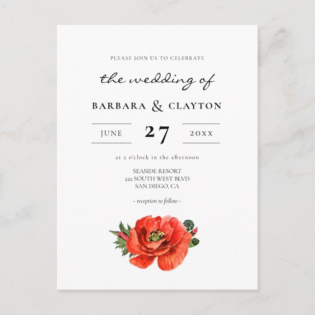 Carte postale faire-part de mariage à l'aquarelle  (Devant)