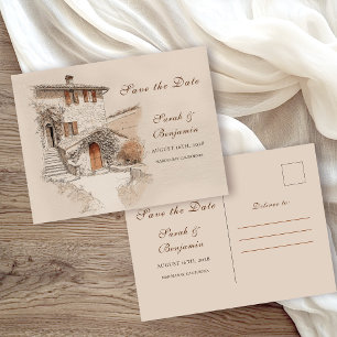 Carte Postale Faire-part de mariage à l'aquarelle de vignoble to