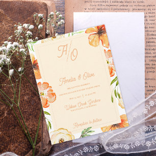 Carte Postale Faire-part de mariage à monogramme floral de Prair