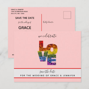 Carte Postale Faire-part de mariage à thème rouge pour un mariag