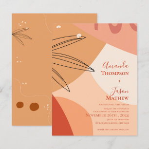 Carte Postale Faire-part de mariage Abstrait en terre cuite dess