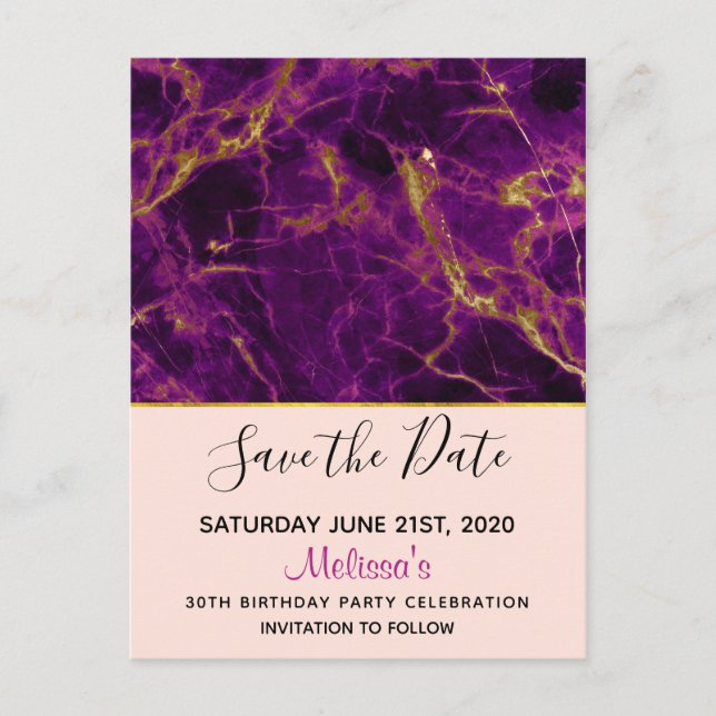 Carte Postale Faire-part de mariage abstrait moderne violet et o (Devant)