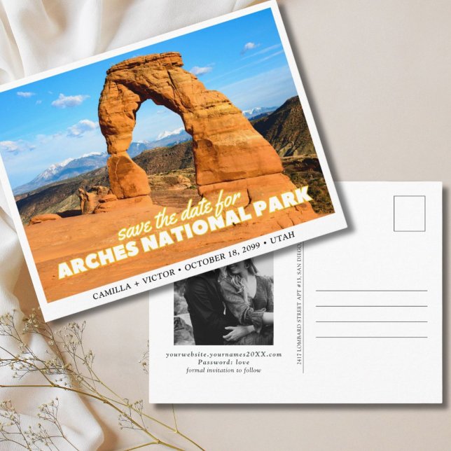 Carte Postale Faire-part de mariage au parc national des Arches (Arches National Park Wedding Save the Date Postcard)