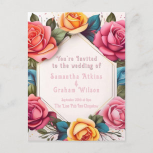 Carte Postale Faire-part de mariage Avec l'amour en pleine flora