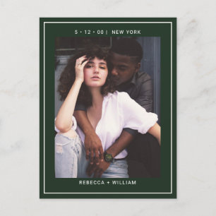 Carte Postale Faire-part de mariage avec photo élégante "Save th