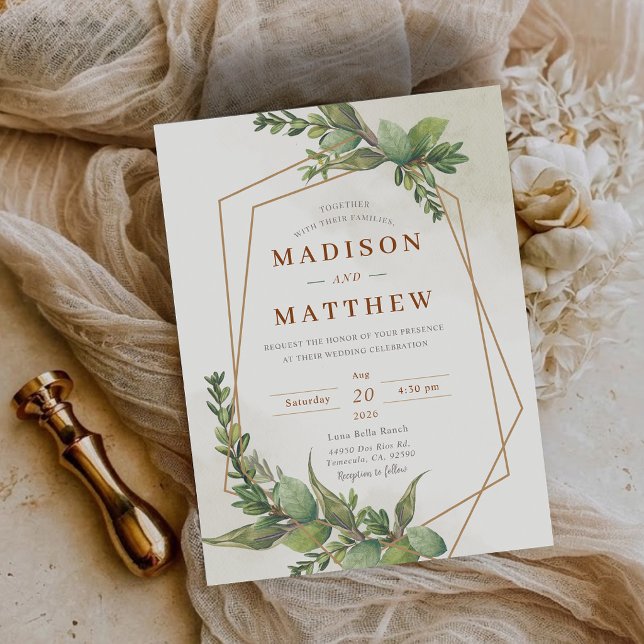 Carte Postale Faire-Part de Mariage Botanique à Petit Budget (Budget Greenery Botanical Wedding Invitation)