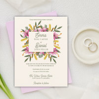 Faire-part de mariage botanique au lys rose pâle