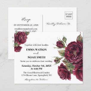 Carte Postale Faire-part de mariage budgétaire floral de Bourgog