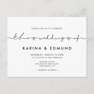 Carte Postale Faire-part de mariage calligraphie moderne minimal