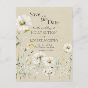 Carte Postale Faire-part de mariage champêtre Kraft Wild Meadow 
