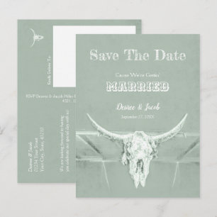 Carte Postale Faire part de mariage champêtre occidental crâne d