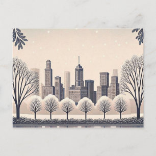 Carte Postale Faire-part de mariage City Skyline Sage Green